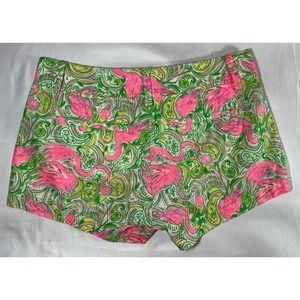 Lilly Pulitzer The Walsh Short Size 0 Pink Green Flamingos EUC